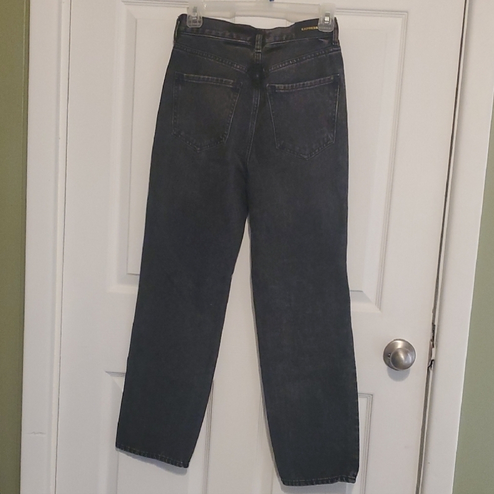 Express High rise, Faded Black Straight Ankle Jeans - Picture 3 of 9